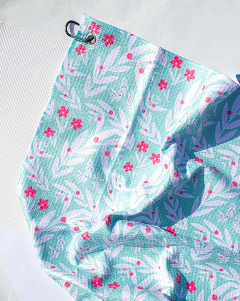 Baie de Fleurs Turquoise - Golf Towel