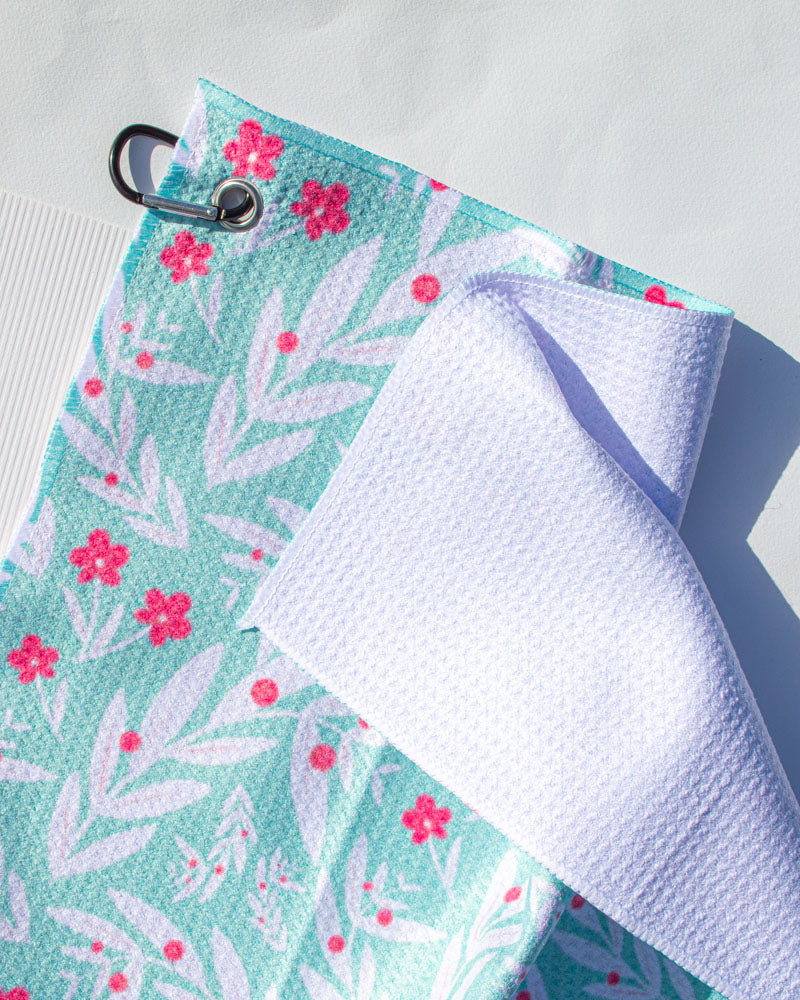 Baie de Fleurs Turquoise - Golf Towel